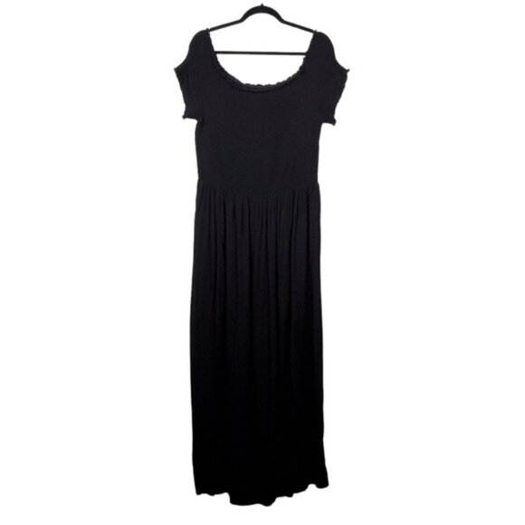 City Chic Womens Black Smocked Off Shoulder Pullover Maxi Dress Size 20 - Picture 3 of 5